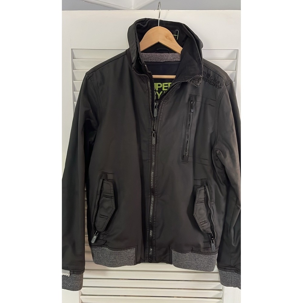 Men's Superdry Moody Norse Bomber Jacket Large Black Moto Style